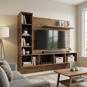 DIY Wooden Furniture Plans | TV Wall Unit | Woodworking Project PDF | Digital Download Blueprint