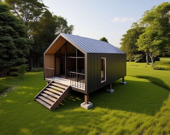 Nordic House Plan | Tiny Cabin Layout 40sqm | Small Nordic Home Design | Modern Cabin Floor Plan Digital Download