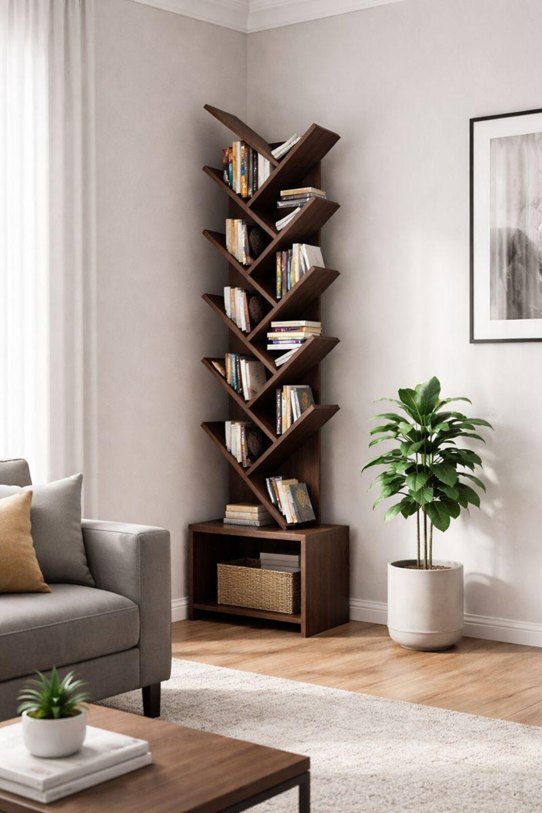 DIY Wooden Furniture Plans | Tree Shape Bookcase | Woodworking Project ...
