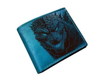 King of the Monster Leather Wallet, Custom Engraved Bifold Wallet