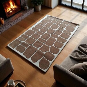Modern Hand Tufted Wool Rug | Abstract Designer Carpet | Custom Area Rug for Living Room, Bedroom & Office Decor.