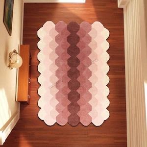 Hand Tufted Wool Rug: Modern Geometric Ombre Design
