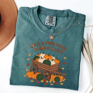 Kürbis Patch Shirt, Halloween Shirt, Kürbis Rundhalsausschnitt, gemütliche Herbstästhetik, Kürbisliebhaber Shirt, Herbst Outfit, Thanksgiving Shirt