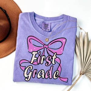 Custom Kids Back To School First Grade Shirt, Personalized Preppy 1st Grade Shirt for Girls, Elementary First Day Of School Outfit
