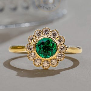 Customized Fine Ring Jewelry 10K/14K/18K Round Cut Lab Grown Diamond Ring / Gemstone Ring / Unique Gift / Anniversary Gift.