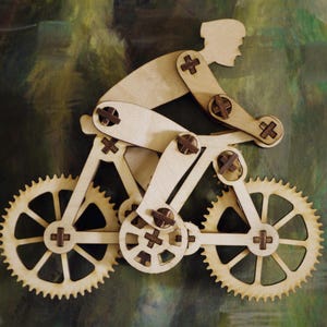 DIGITAL FILE - Bicycle Rider - Fidget Spinner - Automaton - Laser Cutter Files - for 3mm or 1/8 plywood
