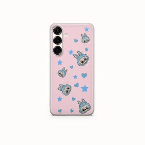 Roze Labubu telefoonhoesje kawaii stoere hoes voor iPhone 16 Pro Max, 15 Plus, 14, 13, 12, 11 Samsung S25, S24, A56 schattig konijntje karakter Magsafe