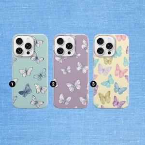 Cute Butterfly Phone Case Cute Hand-drawn Butterfly Phone Cover For iPhone 17 Pro Max, 16e, 15, 14, 12 Samsung S25 Ultra, S24 FE, A56 | TPU