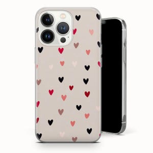 Colorful Hearts iPhone 15 Case – Girly Aesthetic Phone Cover – Coquette Gift for Her – iPhone 14 13 12 11 & Samsung S24 S23 S21 Preppy Case