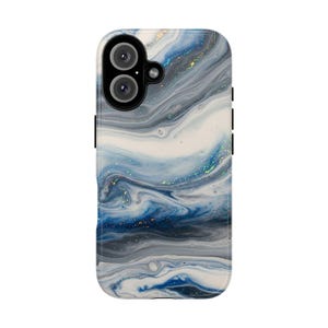 Abstract White Marble TOUGH Phone Case iPhone 16 Pro Max Cover | Samsung S24 Ultra Case |  Luxury Gift for her | Magsafe marble Phone case