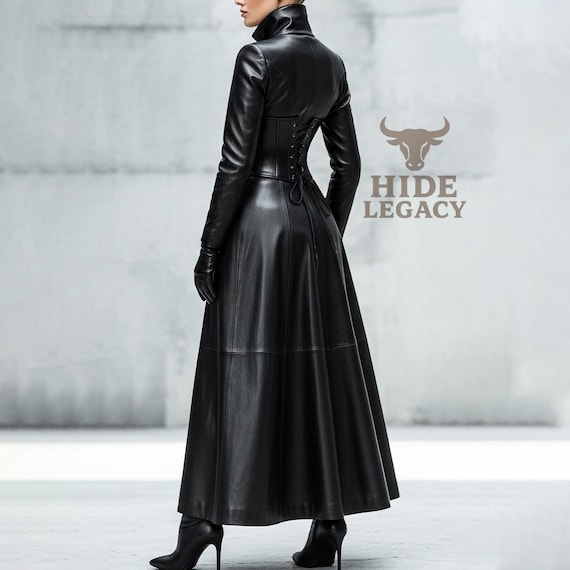 Gothic Leather Trench Coat Womens Gothic Coat Women's Full
