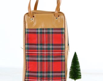 Vintage Plaid Thermos Set, Vintage Christmas Decor, Holiday Decor