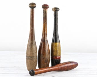 Indian Clubs Vintage Indian Clubs Old Juggling Pins Antique Indian Clubs Set Of 4 Indian Clubs