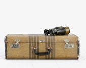Vintage Suitcase Striped Tweed Old Suitcase Antique Suitcase Wedding Decor Vintage Luggage