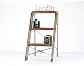 Metal Step Ladder Red Step Stool Vintage Step Stool Vintage Stepping Stool Step Ladder Old Step Ladder Rustic Decor Farmhouse Decor