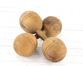 Wooden Dumbbells XXL 4 LB, Antique Wood Barbells, Old Weights, Vintage Sports Decor 1920 Dumbbells