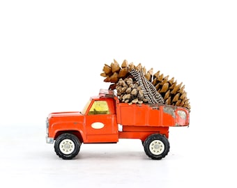 Vintage Tonka Dump Truck, Orange Steel Toy Truck, Fall Decor