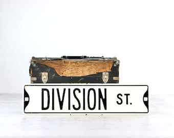 Vintage Division Street Sign, Black & White Metal Road Sign