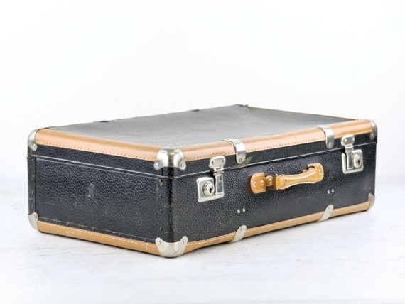 Vintage Black Suitcase, Antique Luggage, Suitcase… - image 4