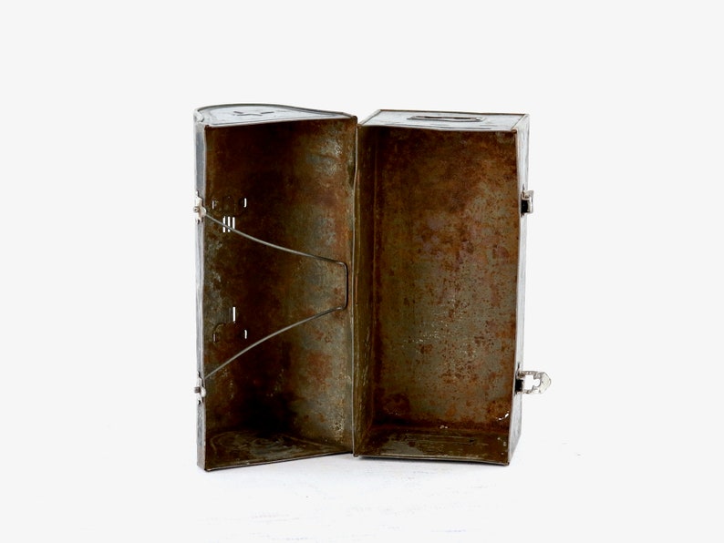 Vintage Metal Lunch Pail, Vintage Lunch Box, Rustic Decor image 9