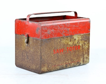 Vintage Tool Box, Vintage Industrial Decor, Red Decor, Man Cave Decor, Boys Room Decor, Rustic Decor, Rustic Christmas Decor, Junkstyle