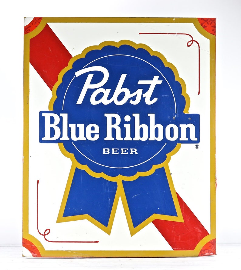 Vintage XL Pabst Blue Ribbon Beer Sign Collectible Beer Sign Etsy