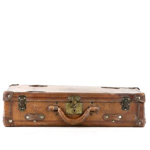 Vintage Leather Suitcase 1920's, Antique Leather Luggage