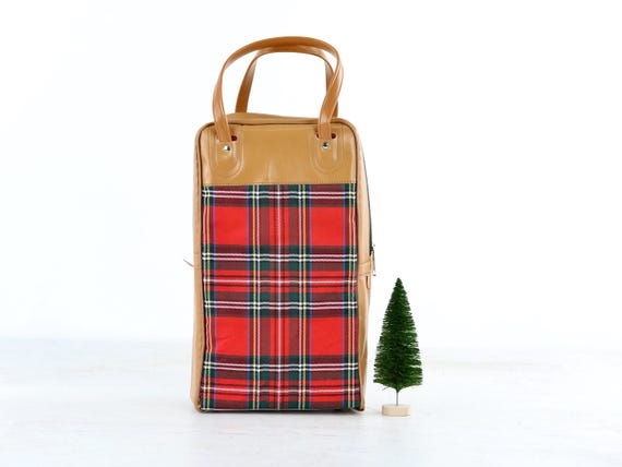 Vintage Plaid Thermos Set, Vintage Christmas Decor, Holiday Decor