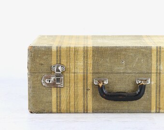 rare antique 19th century leather wood nickel child's travel suitcase trunk  1800
