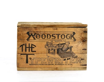 Vintage Woodstock Typewriter Wood Crate, Antique Typewriter Box