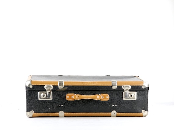Vintage Black Suitcase, Antique Luggage, Suitcase… - image 1