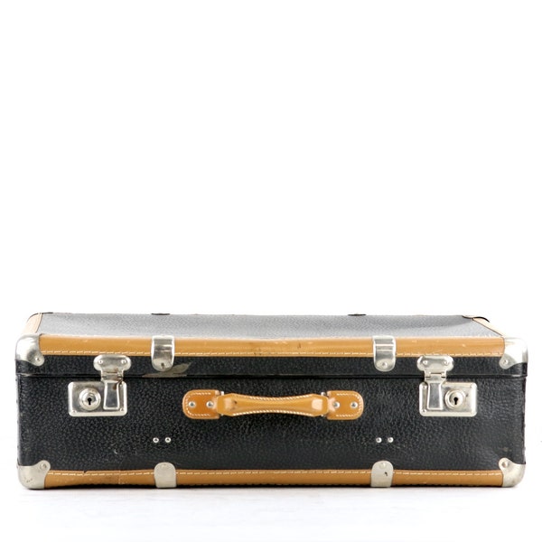Vintage Black Suitcase, Antique Luggage, Suitcase Prop