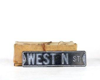 Vintage Street Sign West N Street, Industrial Decor