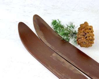 Vintage Wood Skis, Ski Chalet Decor, Winter Mountain Decor