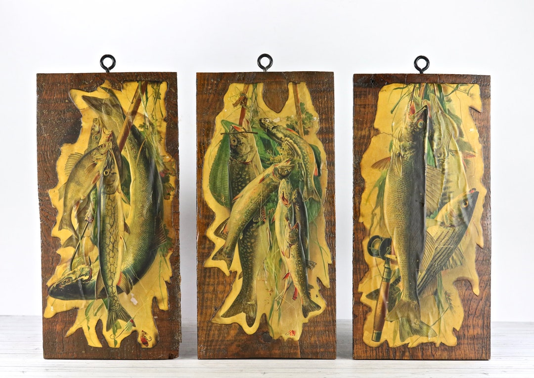 Vintage Fishing Decor Vintage Cabin Decor Vintage Lake House Etsy