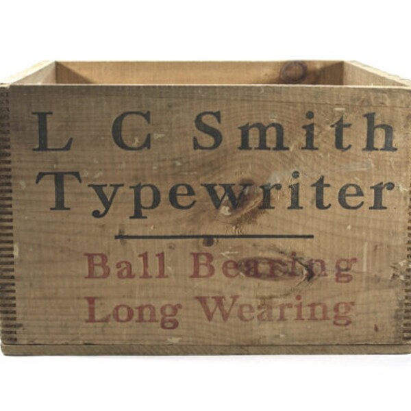 Vintage Wood Crate XL / Vintage LC Smith Typewriter Wood Crate / Industrial