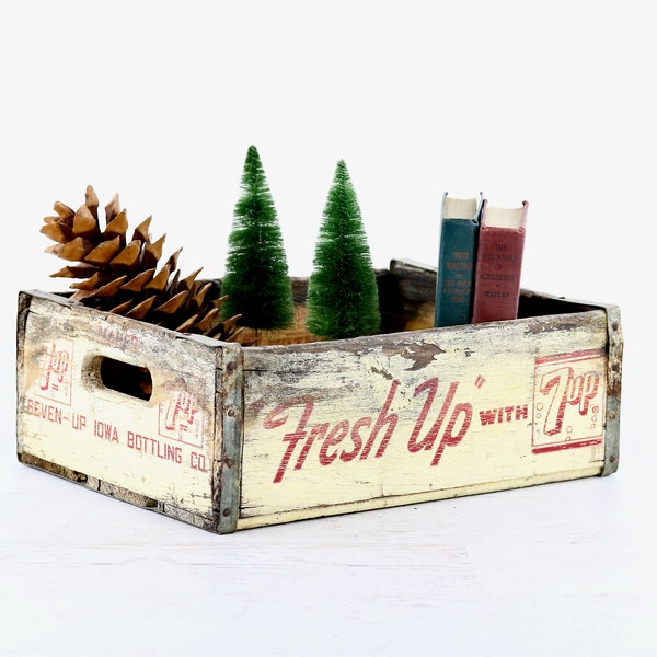 Seven Up Soda Crate,  7 Up Wooden Soda Crate, Crush Wood Crate, Old Soda Crate, Pop Crate, Wood Crate, Wooden Crate, Industrial Decor