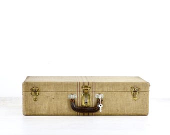 Vintage Suitcase with Original Key, Antique Luggage