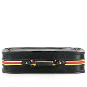 Vintage Black Suitcase With Stripes, Retro Luggage