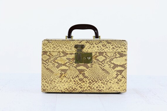 Vintage Train Case, Snake Skin Train Case, 1950's