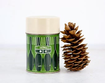 Vintage Green Thermos By King Seeley,  Vintage Camp Decor