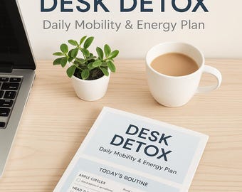 Desintoxicación de escritorio: Plan diario de movilidad y energía para oficinistas / Registro de estiramientos imprimible