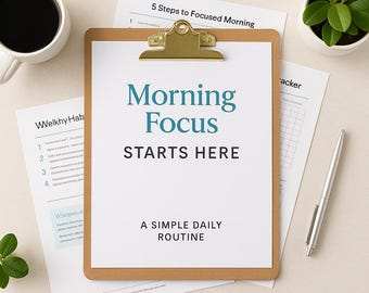 Morning Focus Starts Here – Printable Daily Routine, Tracker for Energy and Productivity