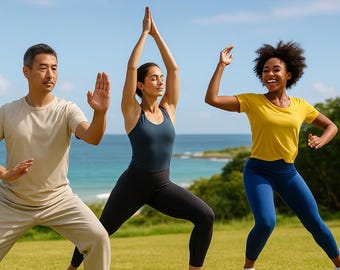 Routine d'assouplissement et de mouvement de tai-chi, de danse et de yoga - Guide numérique pour la force et la flexibilité