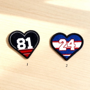 Écusson coeur brodé, 81 24 Fan de sport, thermocollant