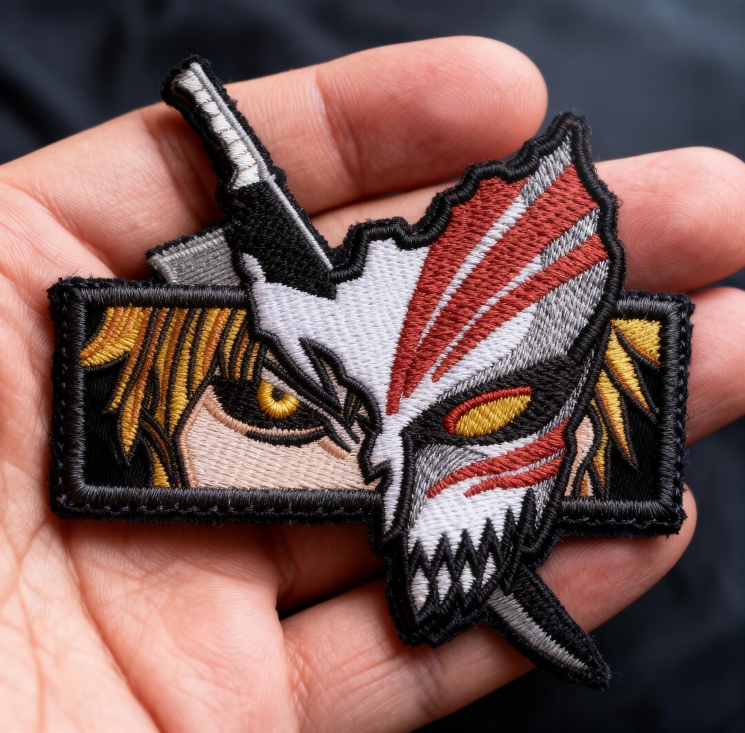 Ichigo Patch Bleach Embroidered Patch, Hollow Mask Anime Patch, Iron on ...