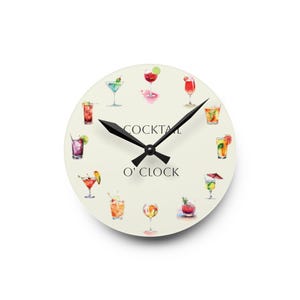 Cocktail Themed Acrylic Wall Clock | Perfect for Home Bars, Kitchen Decor, Gifts, Party Decor, and Happy Hour Vibes