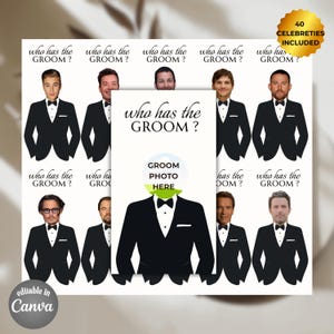 Who Has the Groom, Bridal Shower Games Celebrity Who Has the Groom Scratch Off Find the Groom, Bachelorette Party Games Find the Groom