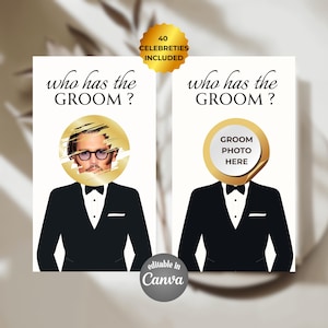 Who Has the Groom, Bridal Shower Games Celebrity Who Has the Groom Scratch Off Find the Groom, Bachelorette Party Games Find the Groom