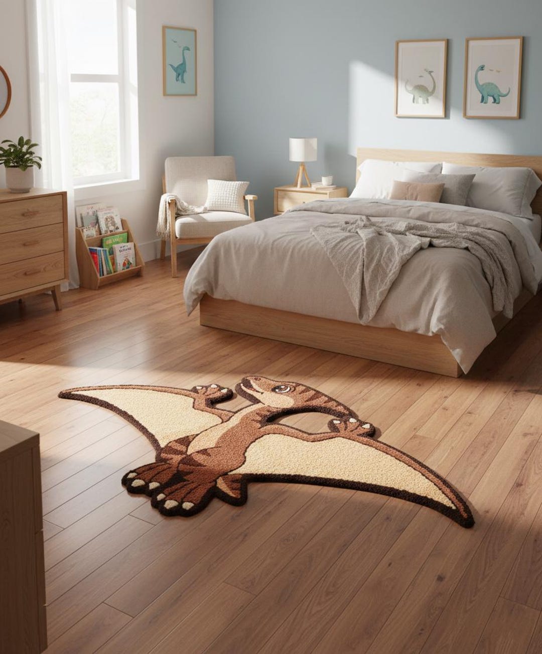 Minecraft Dino Rug Hand Tufted Pterodactyl Dinosaur Rug, Cartoon Animal Shaped, Modern ...